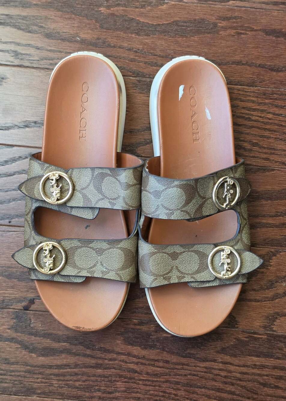 Coach Signature Buckle Slide Sandals